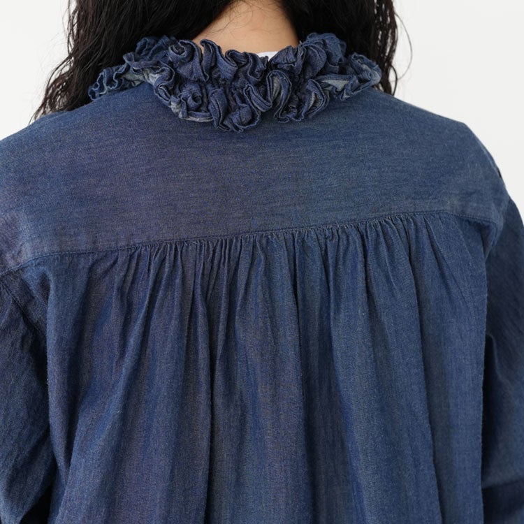 indigo frill collar shirts インディゴフリルカラーシャツ