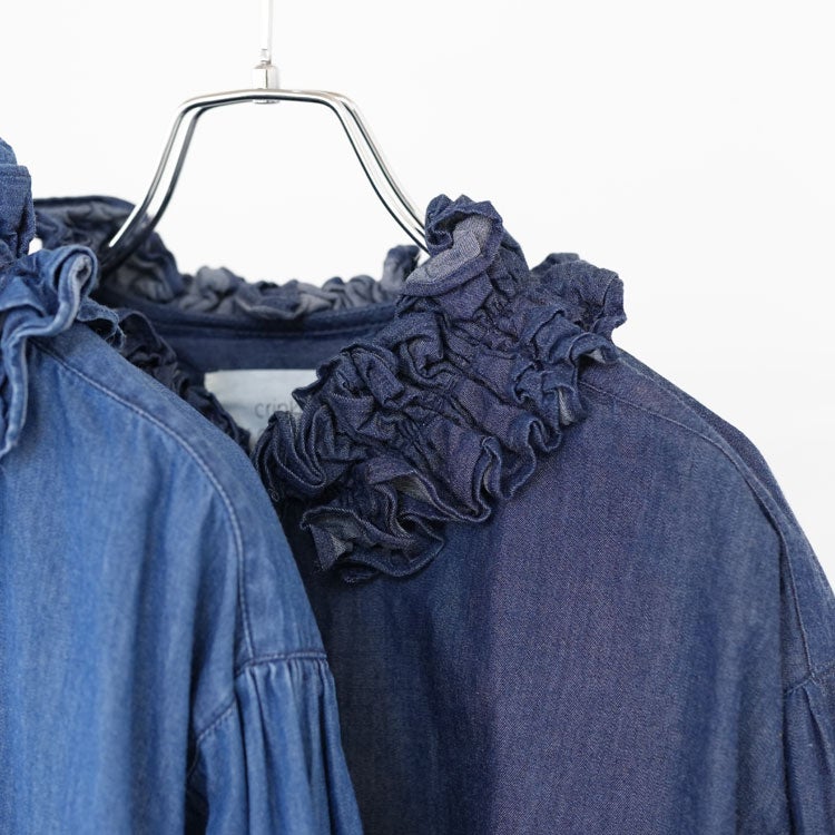 indigo frill collar shirts インディゴフリルカラーシャツ
