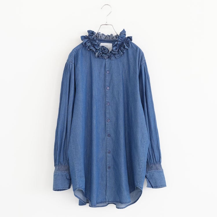 indigo frill collar shirts インディゴフリルカラーシャツ