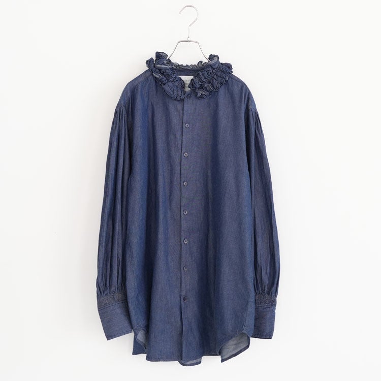 indigo frill collar shirts インディゴフリルカラーシャツ