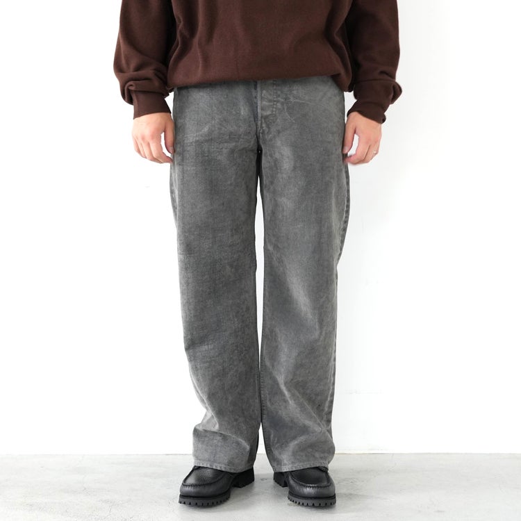 Velvet-Flocked Organic Cotton Denim Cylinder Fit Jeans フロッキーオーガニックデニム シリンダーフィットジーンズ
