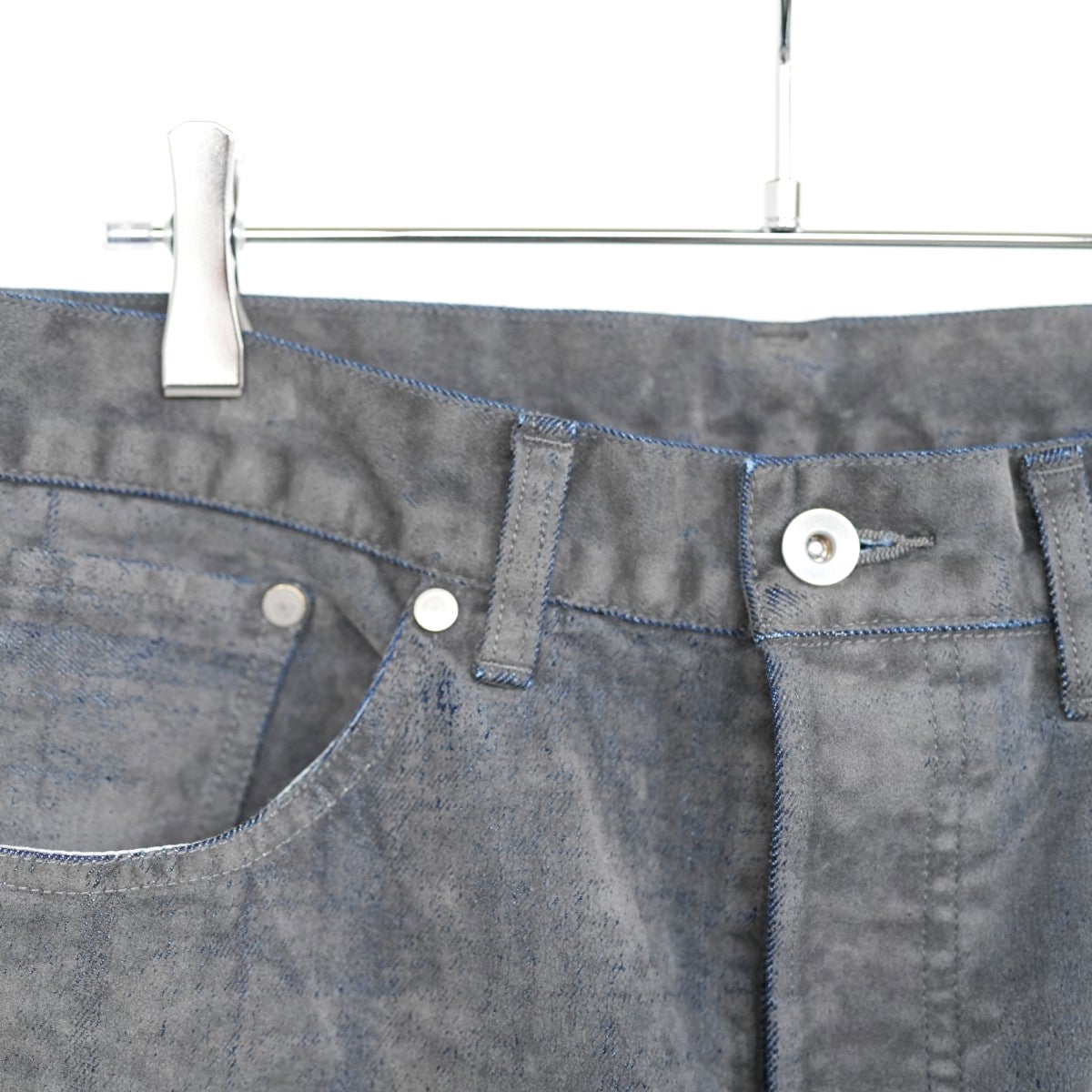 Velvet-Flocked Organic Cotton Denim Cylinder Fit Jeans フロッキーオーガニックデニム シリンダーフィットジーンズ