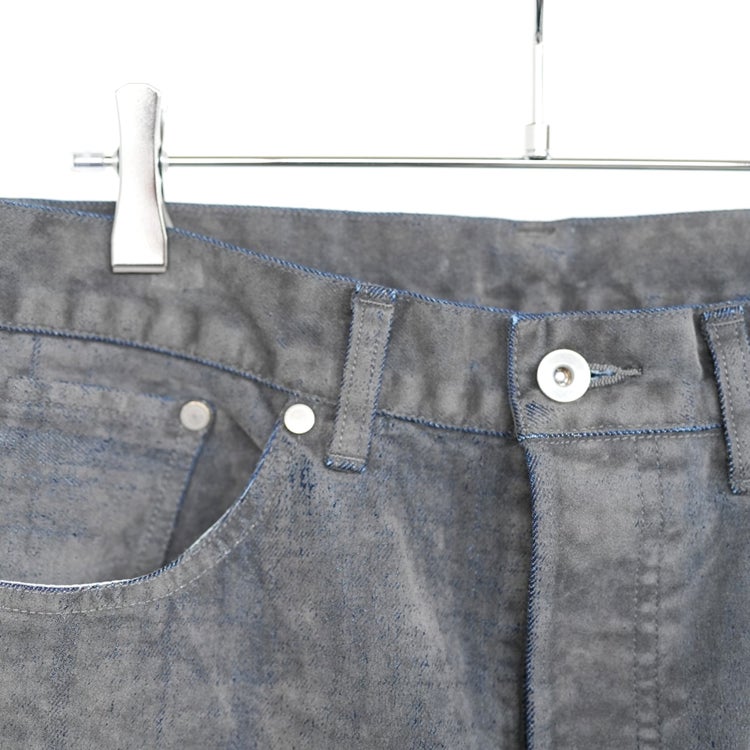 Velvet-Flocked Organic Cotton Denim Cylinder Fit Jeans フロッキーオーガニックデニム シリンダーフィットジーンズ