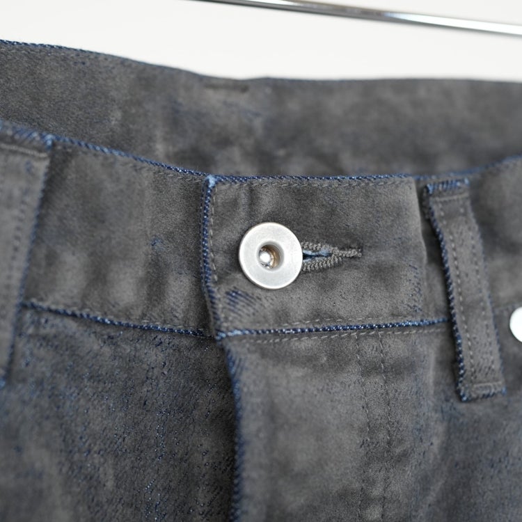 Velvet-Flocked Organic Cotton Denim Cylinder Fit Jeans フロッキーオーガニックデニム シリンダーフィットジーンズ
