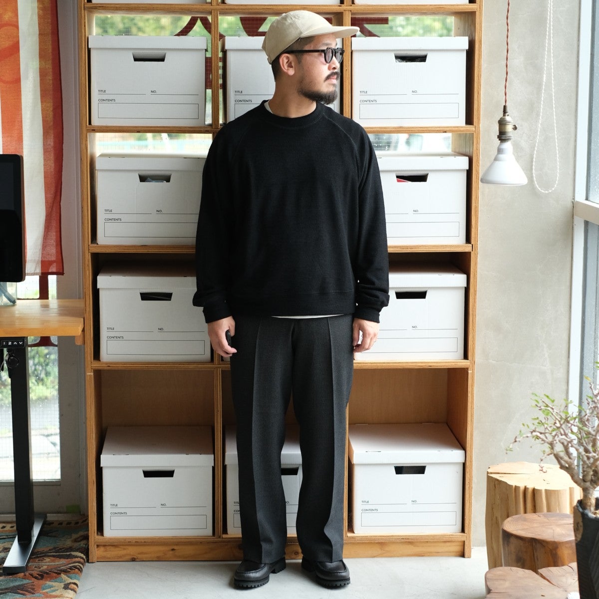 Super 140s Washable Wool Pile Knit Crew Neck Raglan Sweatshirt スーパー140s 2/60ウールパイル クルーネックラグランスウェットシャツ