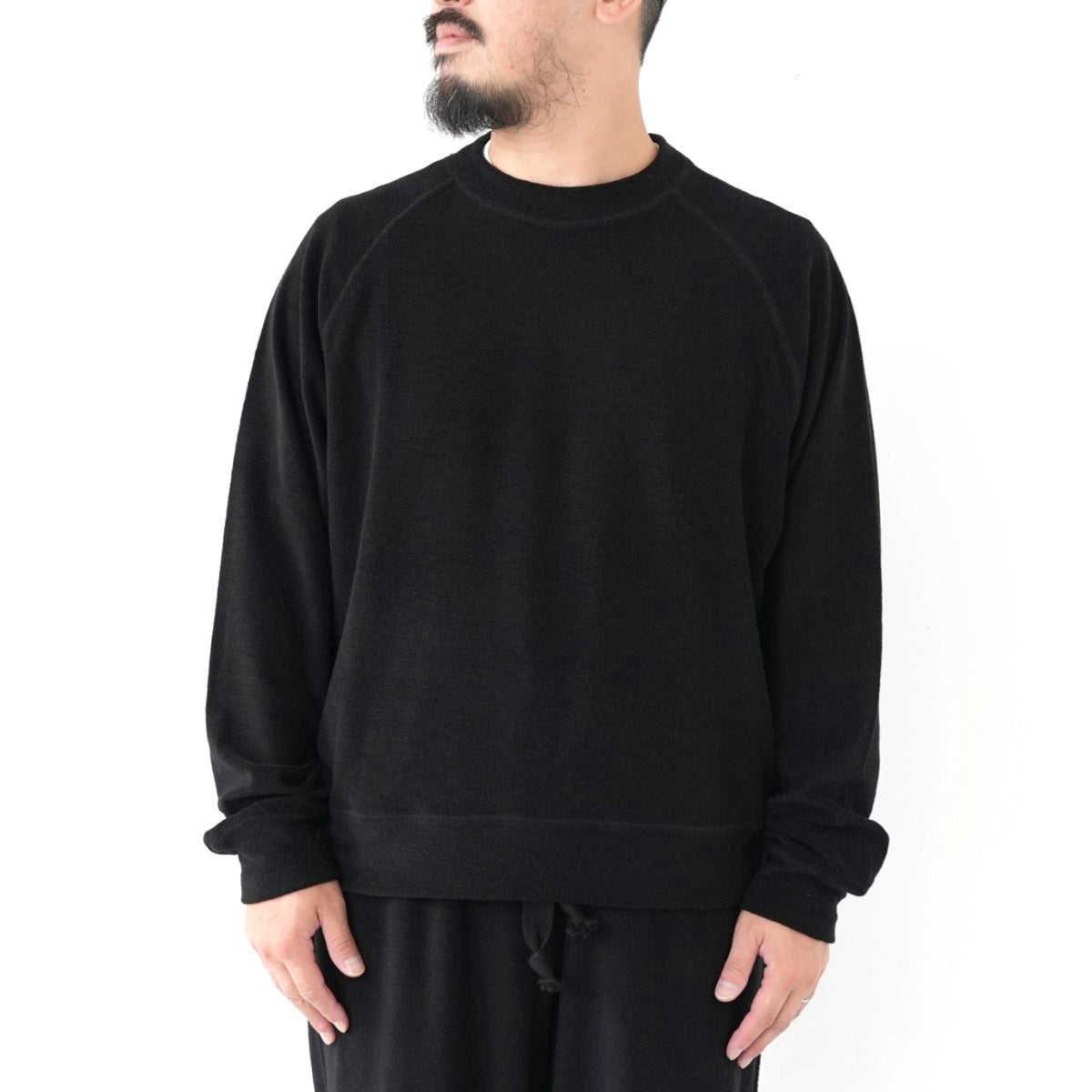 Super 140s Washable Wool Pile Knit Crew Neck Raglan Sweatshirt スーパー140s 2/60ウールパイル クルーネックラグランスウェットシャツ