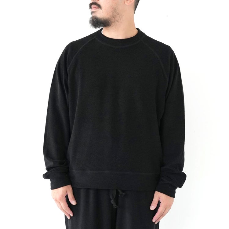 Super 140s Washable Wool Pile Knit Crew Neck Raglan Sweatshirt スーパー140s 2/60ウールパイル クルーネックラグランスウェットシャツ