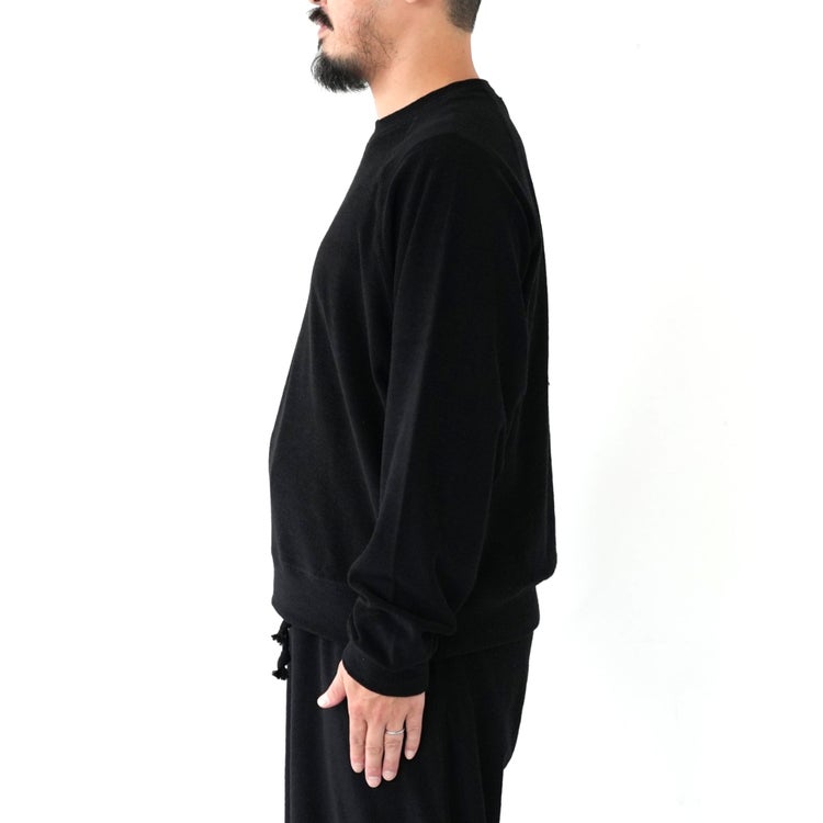 Super 140s Washable Wool Pile Knit Crew Neck Raglan Sweatshirt スーパー140s 2/60ウールパイル クルーネックラグランスウェットシャツ