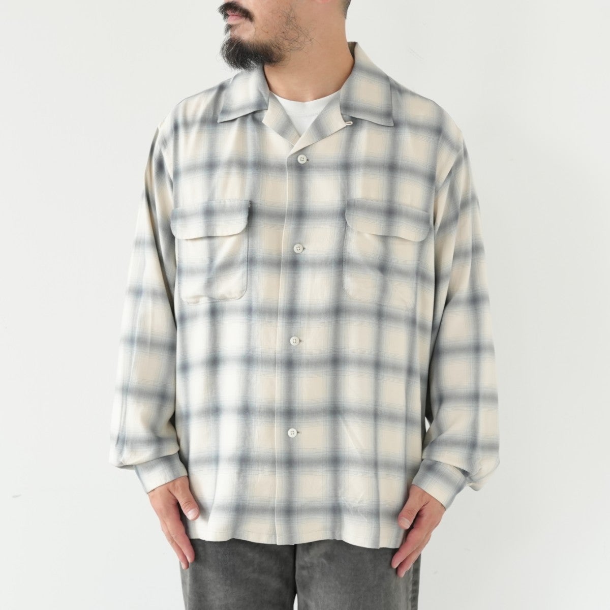 RAYON OMBRE OPEN COLLAR SHIRT レーヨンオンブレオープンカラーシャツ