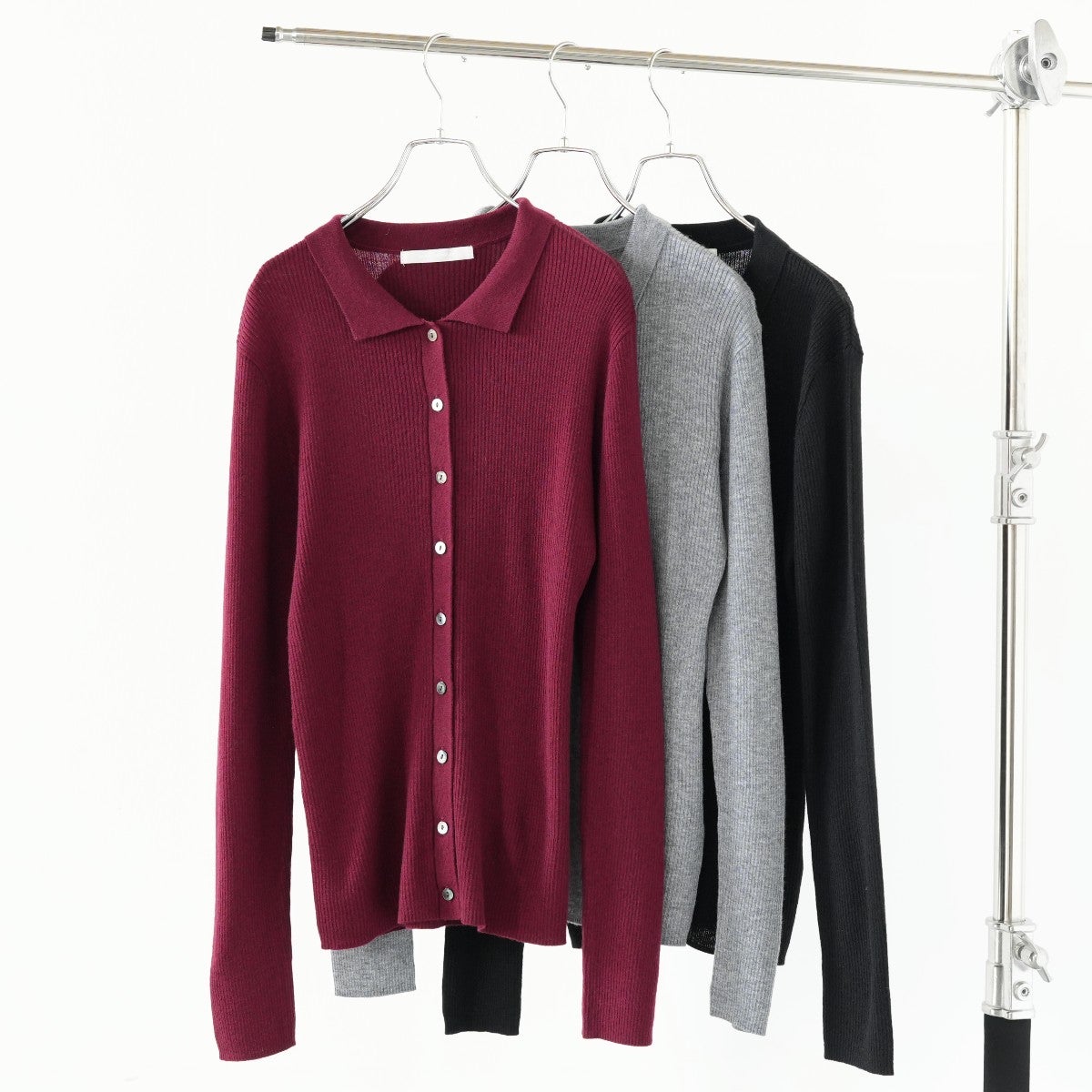 polo collar rib cardigan ポロカラーリブカーディガン