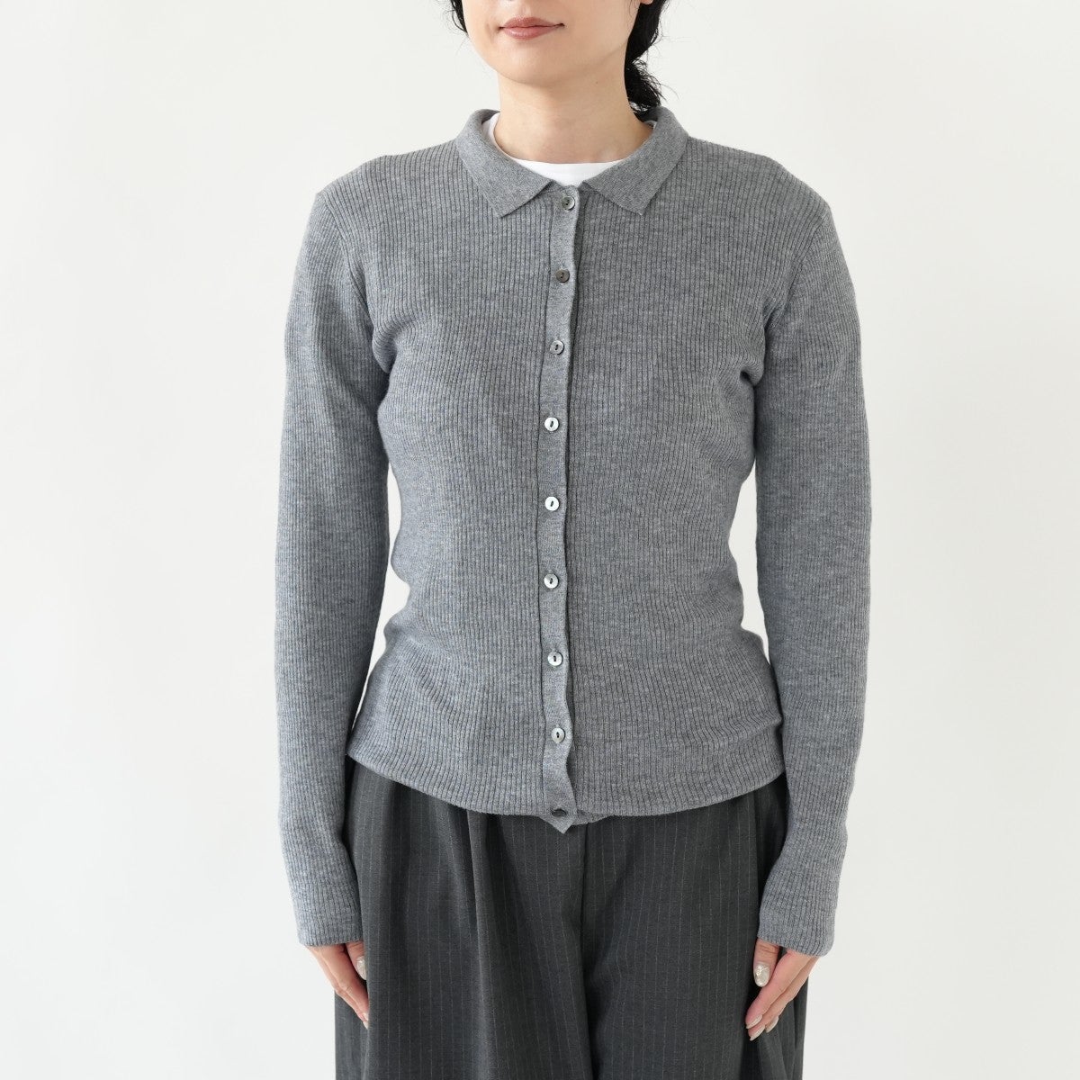 polo collar rib cardigan ポロカラーリブカーディガン