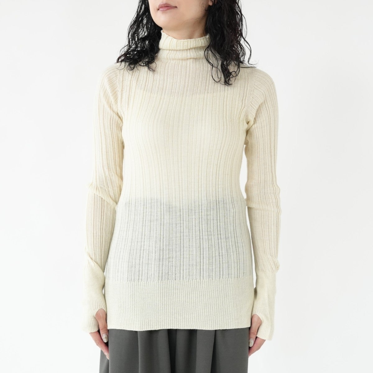 ROYAL BABY ALPACA RANDOM RIBBED-KNIT HIGH-NECK P/O ランダムリブニットハイネックプルオーバー
