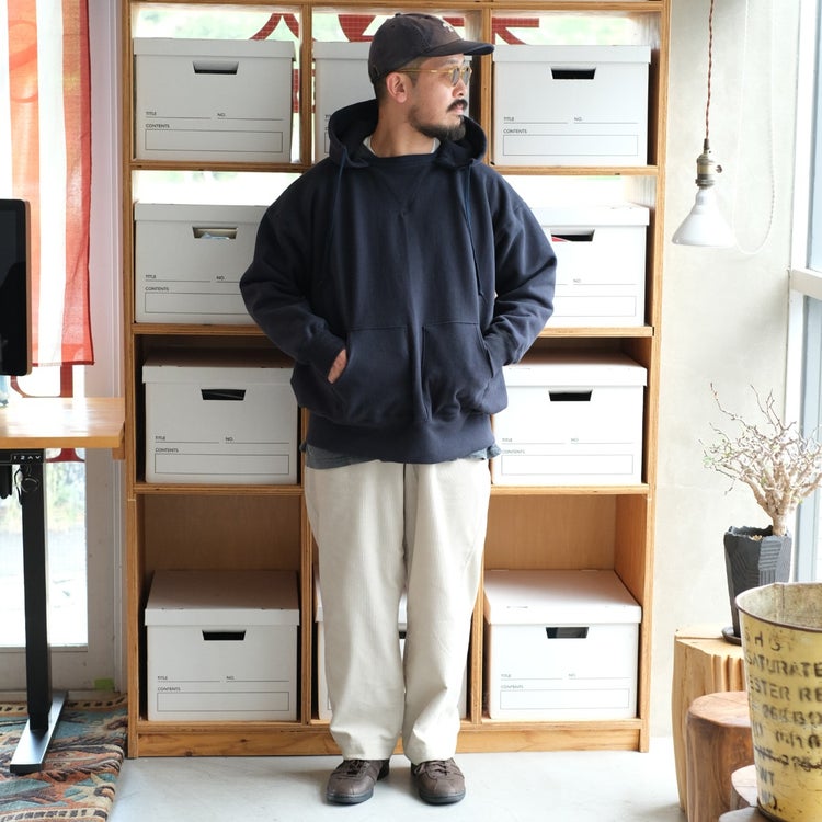 DOUBLE THICKNESS PULLOVER AFTER HOODED ダブルシックネス ルオーバーアフターフーデッドスウェットシャツ