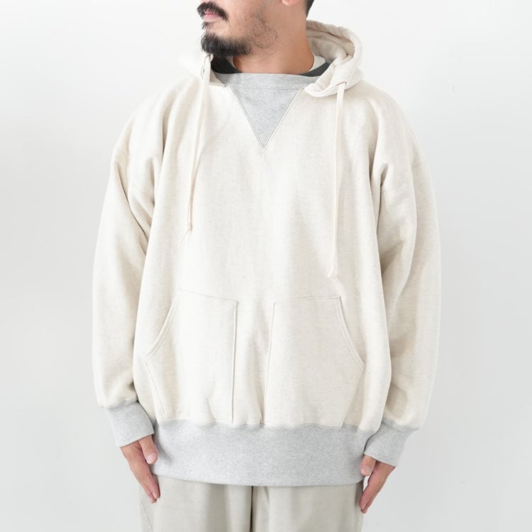DOUBLE THICKNESS PULLOVER AFTER HOODED ダブルシックネス ルオーバーアフターフーデッドスウェットシャツ