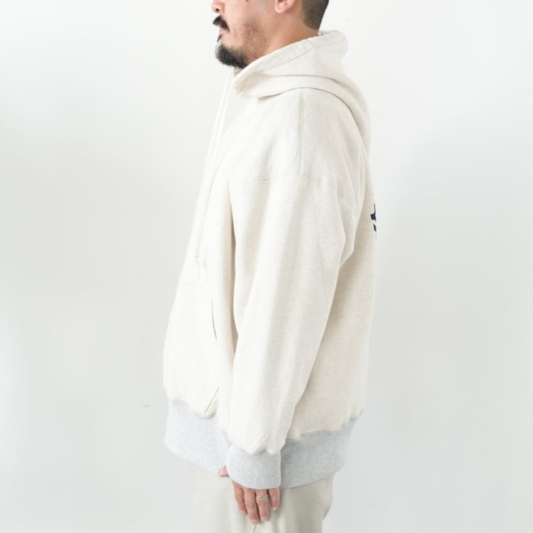 DOUBLE THICKNESS PULLOVER AFTER HOODED ダブルシックネス ルオーバーアフターフーデッドスウェットシャツ