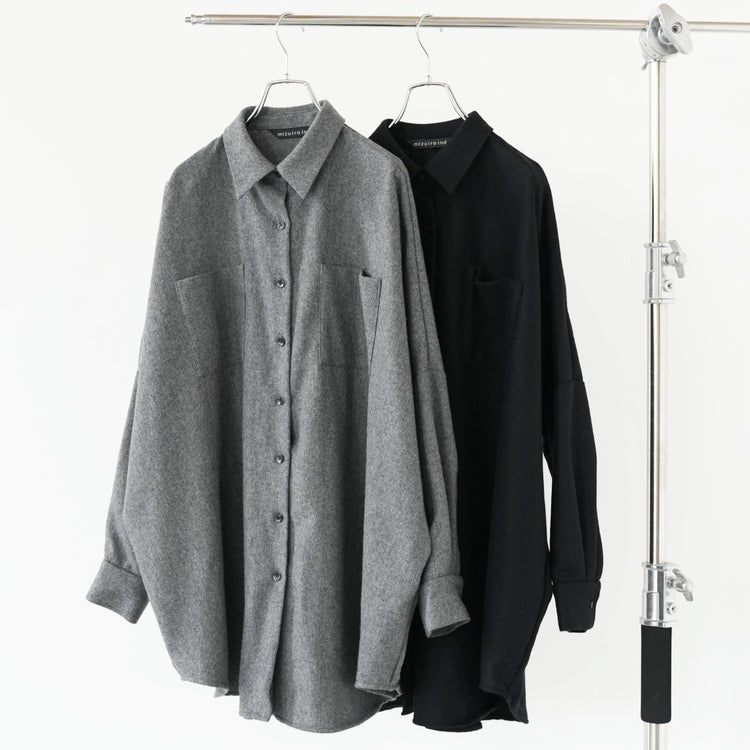 wool wide shirt with pockets ウールワイドシャツウィズポケット