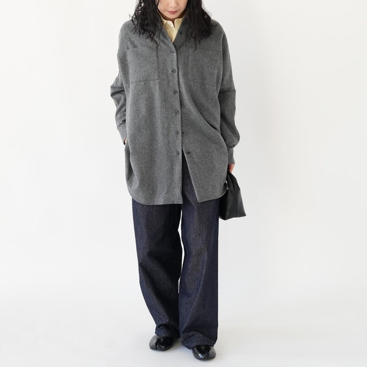 wool wide shirt with pockets ウールワイドシャツウィズポケット