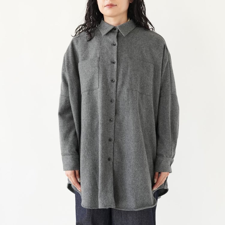 wool wide shirt with pockets ウールワイドシャツウィズポケット