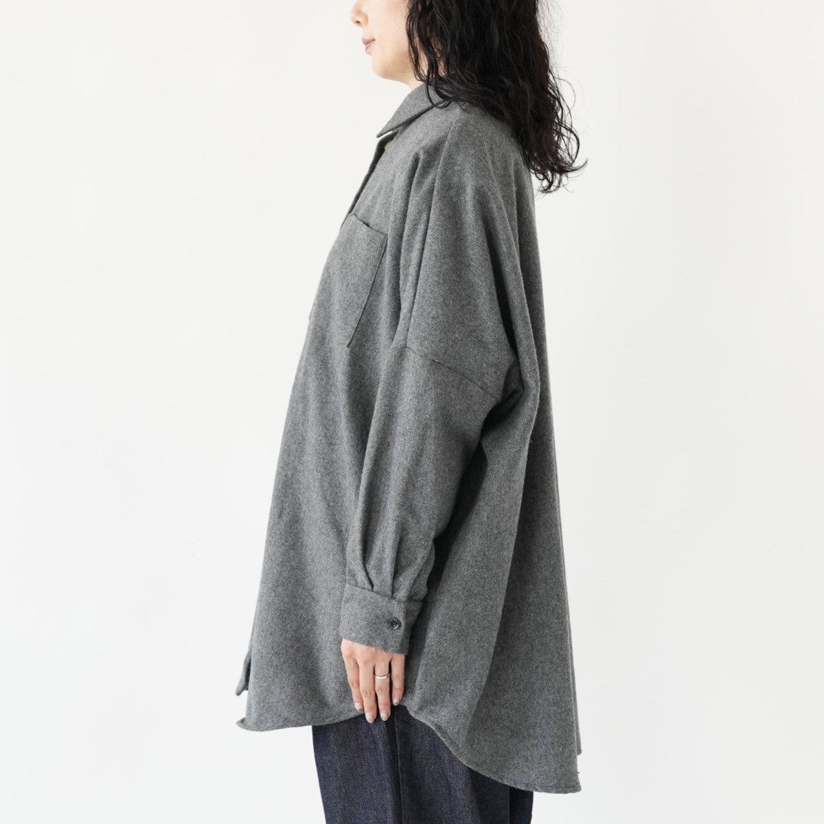 wool wide shirt with pockets ウールワイドシャツウィズポケット