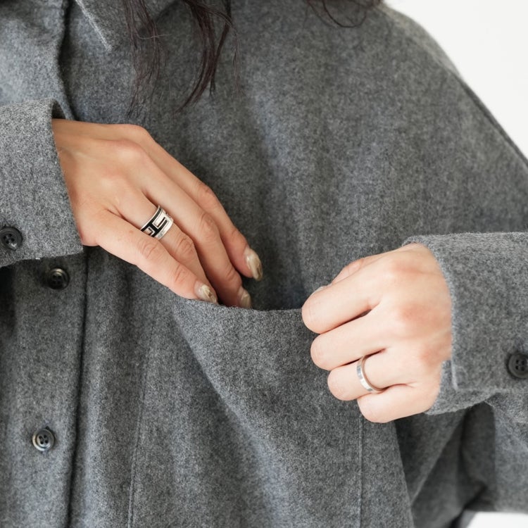 wool wide shirt with pockets ウールワイドシャツウィズポケット