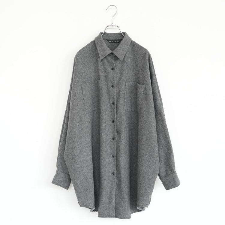 wool wide shirt with pockets ウールワイドシャツウィズポケット