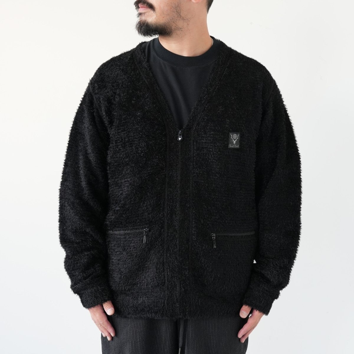 Foxfire パワーフィル カーディガン POLARTEC ブラック XL SOUTH2 WEST8〉x〈FOXFIRE〉V-Neck Cardigan Vネックカーディガン