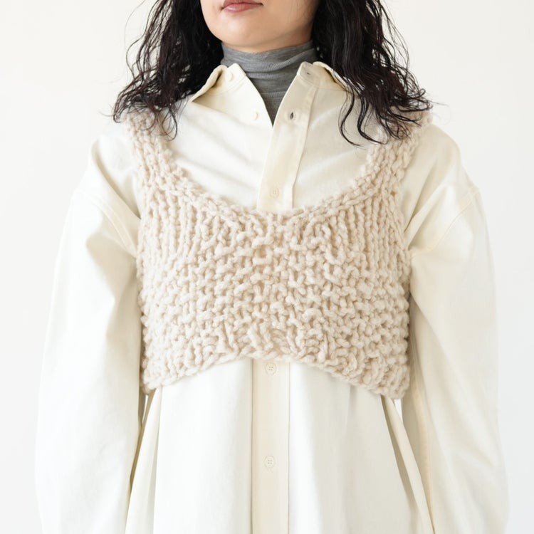 BRITISH SUPER DOWN SLUB FELT YARN HAND-KNIT BUISTIER ブリティッシュスーパーダウンスラブフェルトヤーン ハンドニットビスチェ
