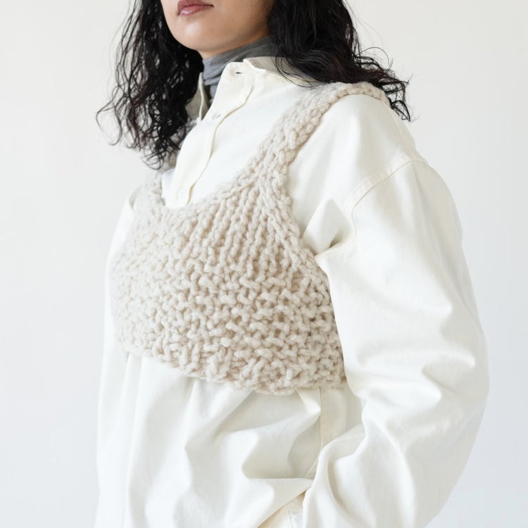 BRITISH SUPER DOWN SLUB FELT YARN HAND-KNIT BUISTIER ブリティッシュスーパーダウンスラブフェルトヤーン ハンドニットビスチェ