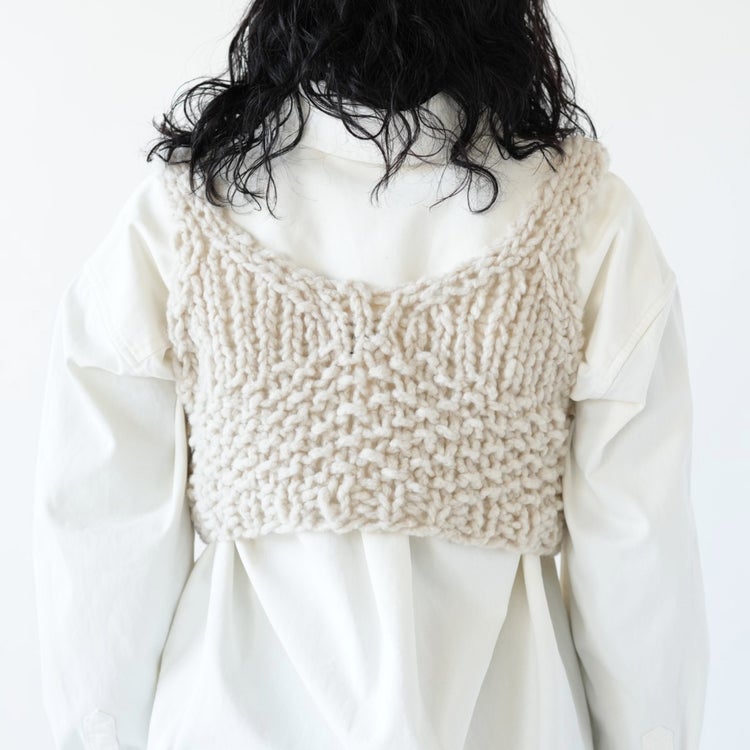 BRITISH SUPER DOWN SLUB FELT YARN HAND-KNIT BUISTIER ブリティッシュスーパーダウンスラブフェルトヤーン ハンドニットビスチェ