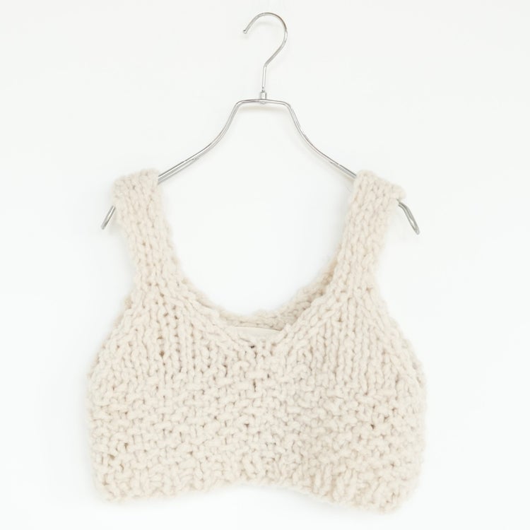 BRITISH SUPER DOWN SLUB FELT YARN HAND-KNIT BUISTIER ブリティッシュスーパーダウンスラブフェルトヤーン ハンドニットビスチェ
