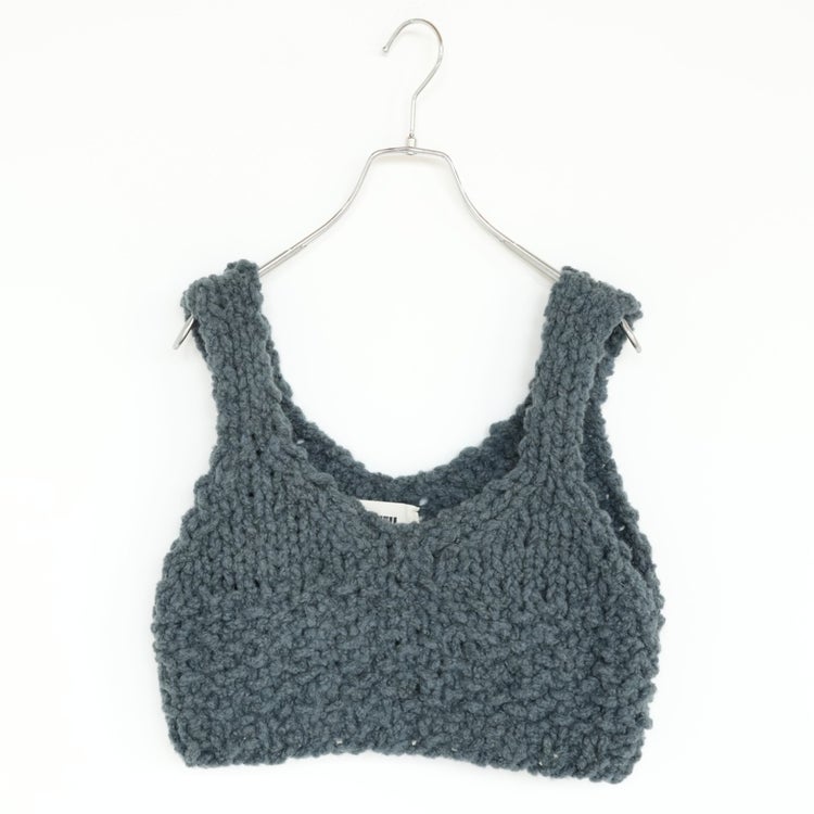 BRITISH SUPER DOWN SLUB FELT YARN HAND-KNIT BUISTIER ブリティッシュスーパーダウンスラブフェルトヤーン ハンドニットビスチェ