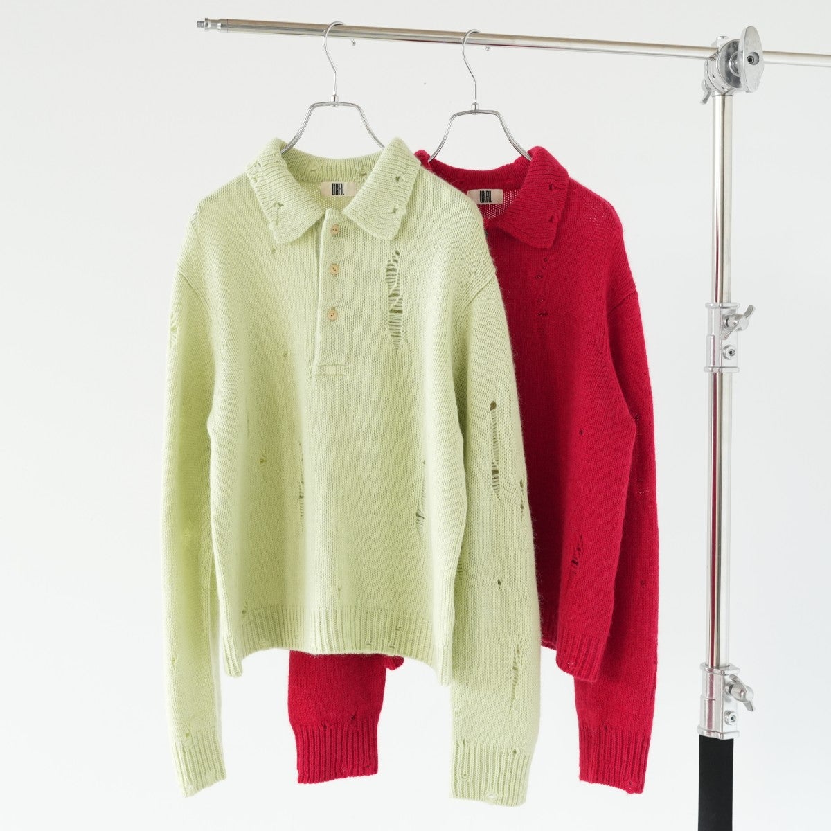 ROYAL BABY ALPACA DAMAGE PATTERN-KNIT POLO ロイヤルベビーアルパカ ダメージパターンニットポロ