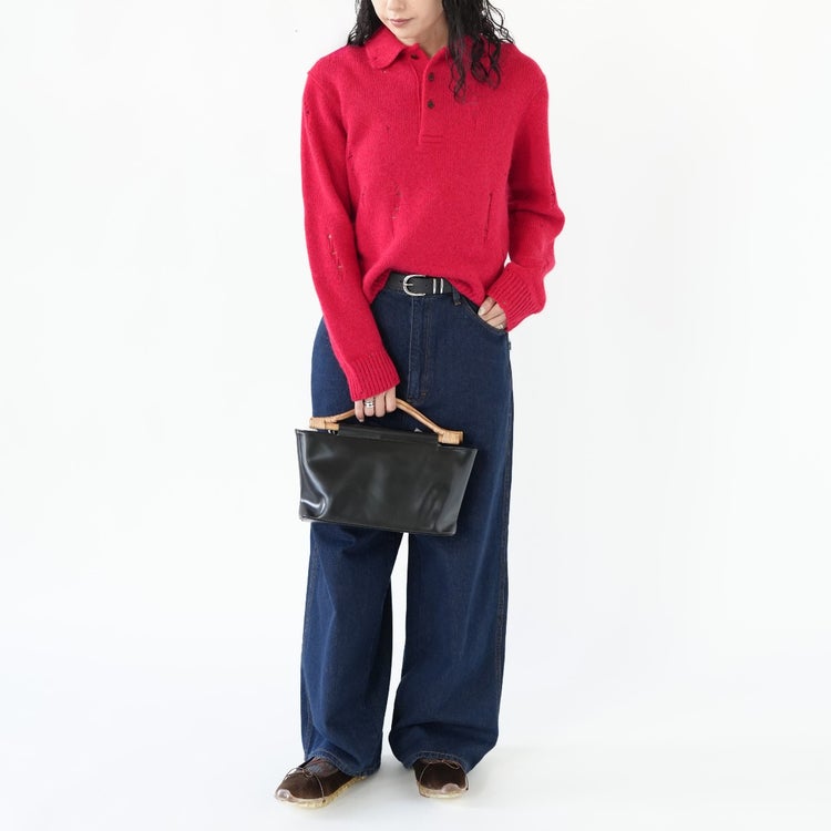 ROYAL BABY ALPACA DAMAGE PATTERN-KNIT POLO ロイヤルベビーアルパカ ダメージパターンニットポロ