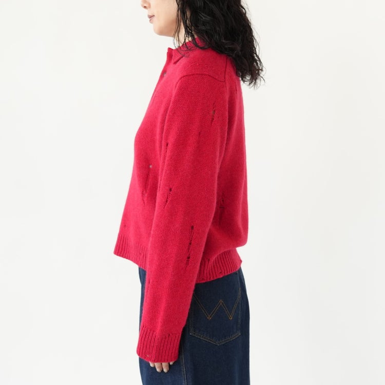 ROYAL BABY ALPACA DAMAGE PATTERN-KNIT POLO ロイヤルベビーアルパカ ダメージパターンニットポロ