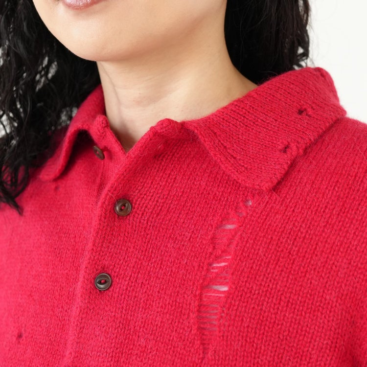 ROYAL BABY ALPACA DAMAGE PATTERN-KNIT POLO ロイヤルベビーアルパカ ダメージパターンニットポロ