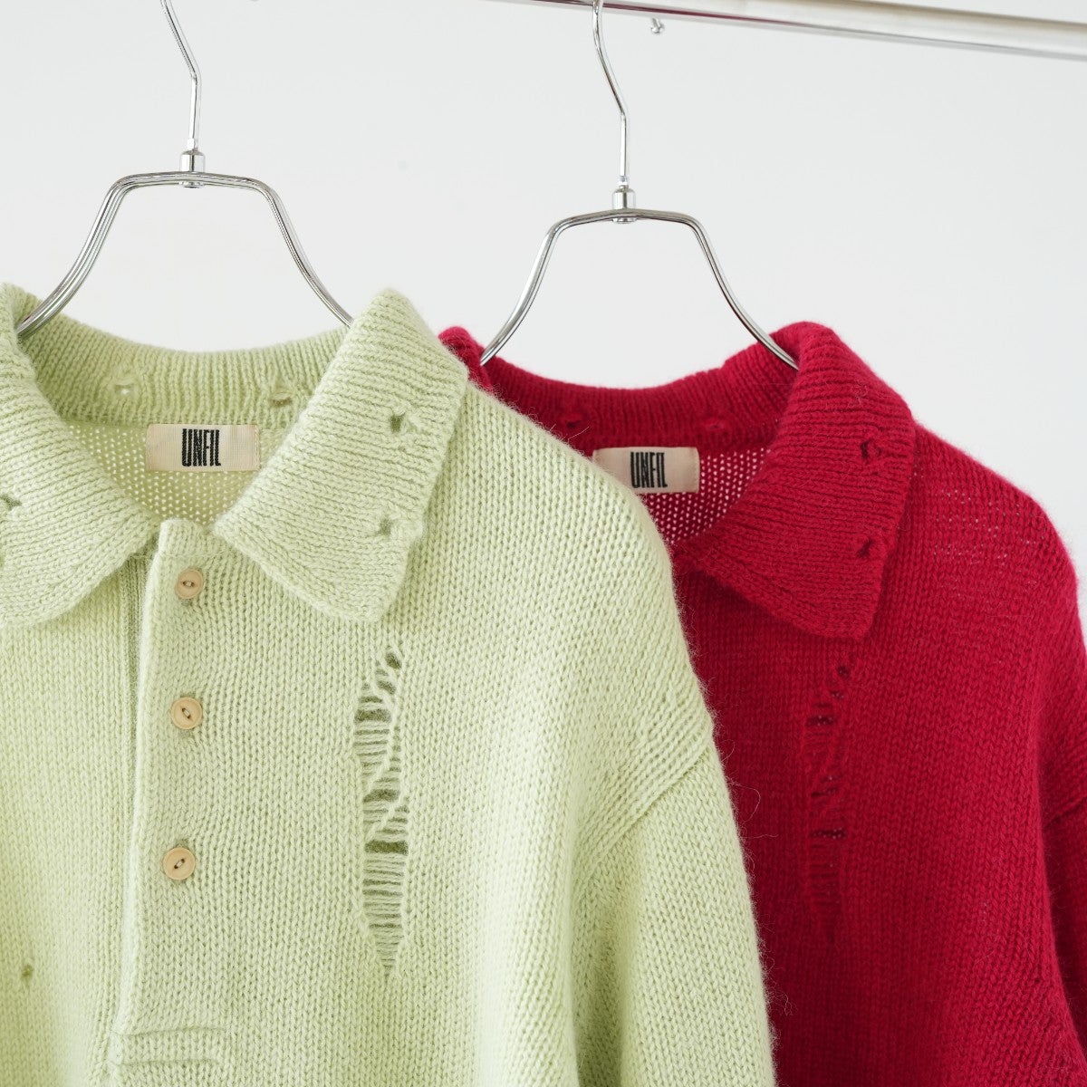 ROYAL BABY ALPACA DAMAGE PATTERN-KNIT POLO ロイヤルベビーアルパカ ダメージパターンニットポロ