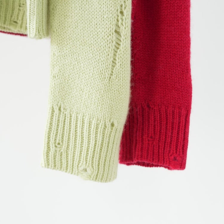 ROYAL BABY ALPACA DAMAGE PATTERN-KNIT POLO ロイヤルベビーアルパカ ダメージパターンニットポロ