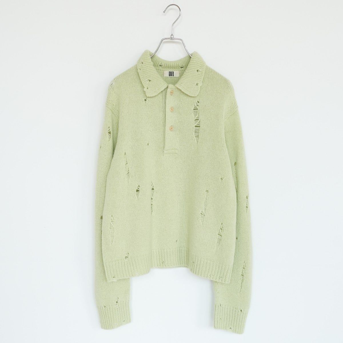 ROYAL BABY ALPACA DAMAGE PATTERN-KNIT POLO ロイヤルベビーアルパカ ダメージパターンニットポロ