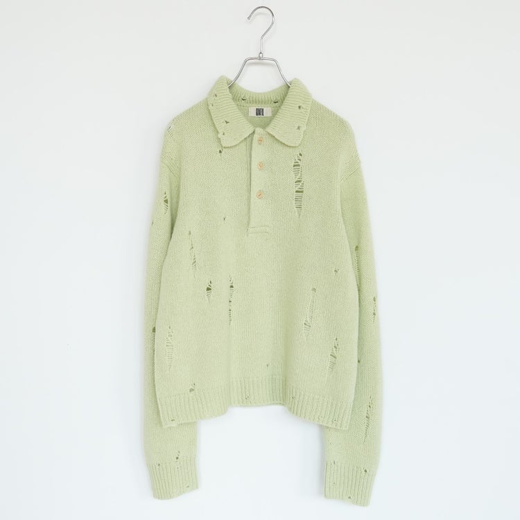 ROYAL BABY ALPACA DAMAGE PATTERN-KNIT POLO ロイヤルベビーアルパカ ダメージパターンニットポロ