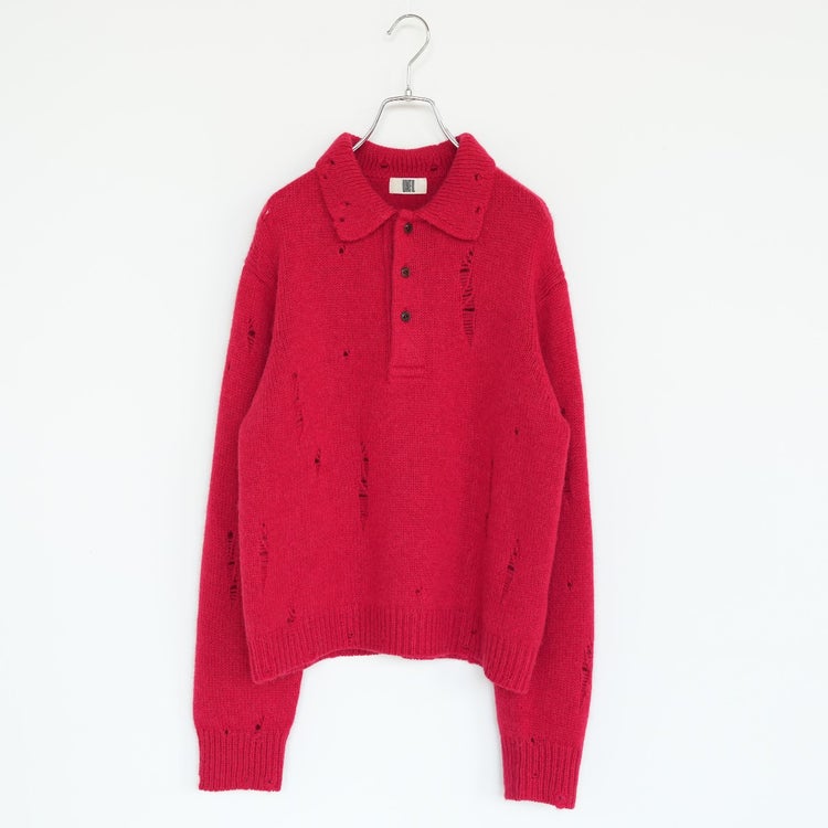 ROYAL BABY ALPACA DAMAGE PATTERN-KNIT POLO ロイヤルベビーアルパカ ダメージパターンニットポロ