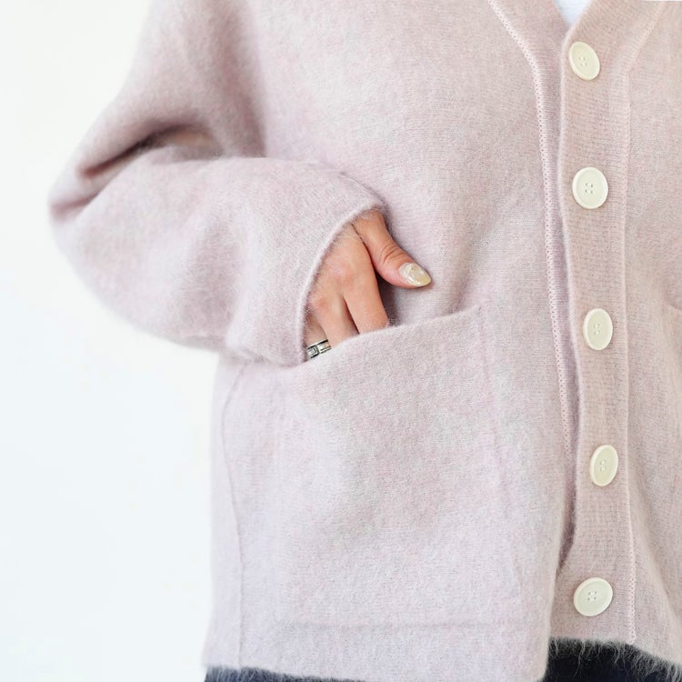 STRETCH SUPERKID MOHAIR V-NECK CARDIGAN ストレッチスーパーキッドモヘア Vネックカーディガン