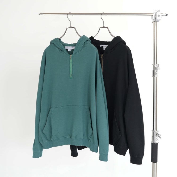 VINTAGE WASHED HALF ZIP HOODIE ヴィンテージウォッシュドハーフジップフーディー
