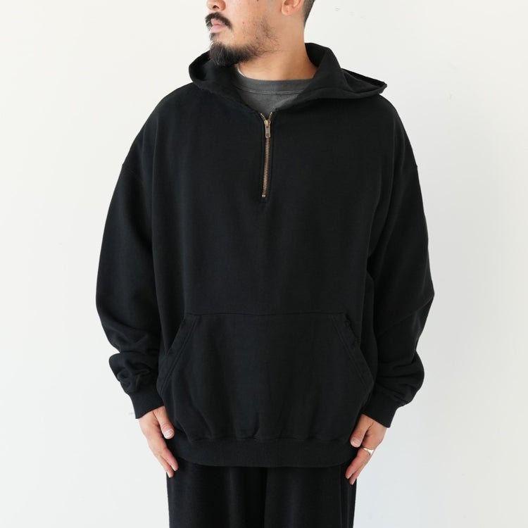 VINTAGE WASHED HALF ZIP HOODIE ヴィンテージウォッシュドハーフジップフーディー
