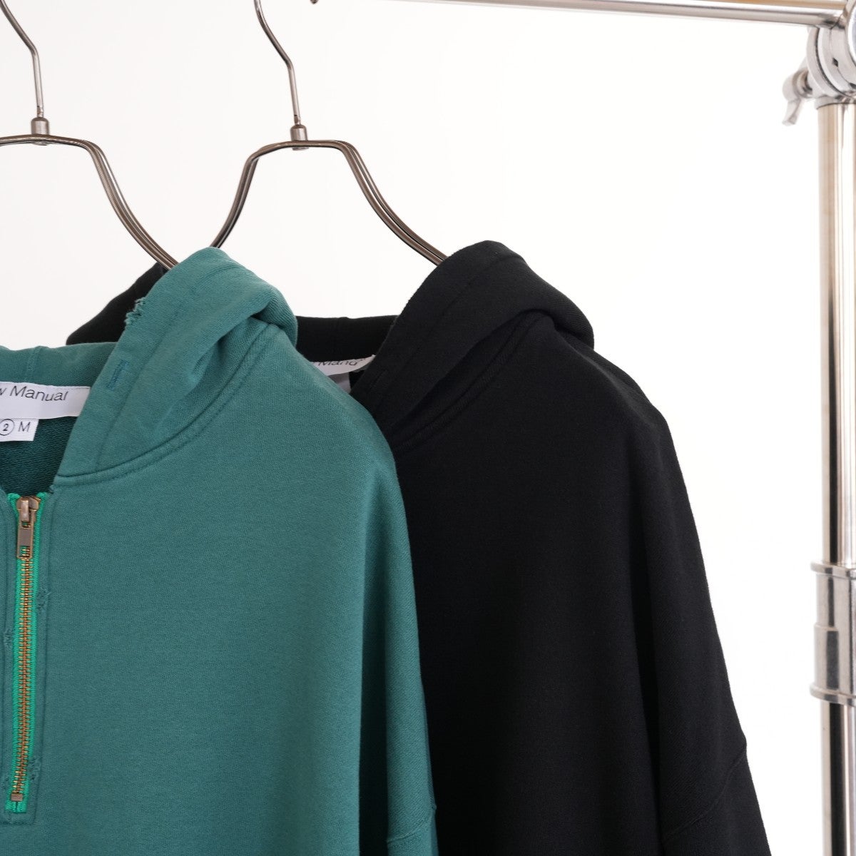 VINTAGE WASHED HALF ZIP HOODIE ヴィンテージウォッシュドハーフジップフーディー
