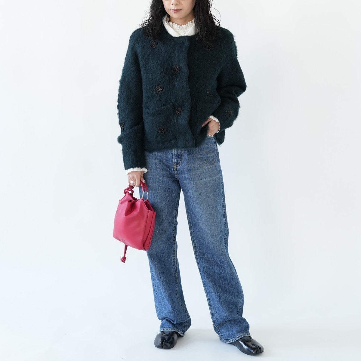 shaggy beads knit jacket シャギービーズニットジャケット