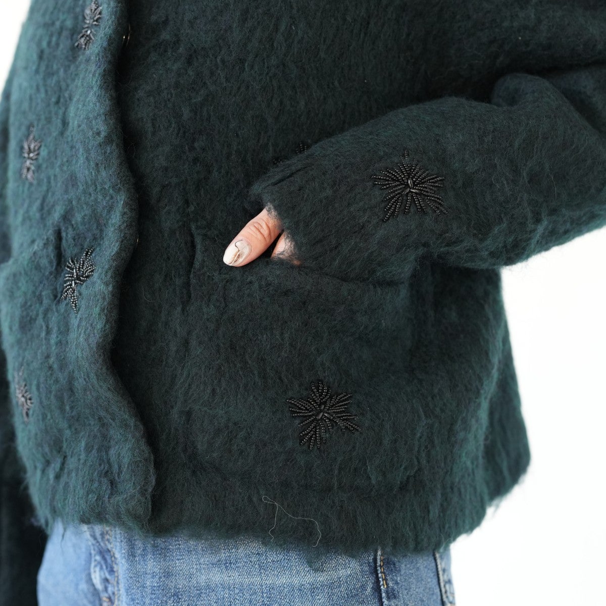 shaggy beads knit jacket シャギービーズニットジャケット