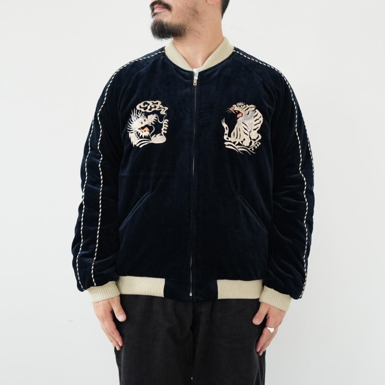 Velveteen Souvenir Jacket “WHITE DRAGON”×“JAPAN MAP”