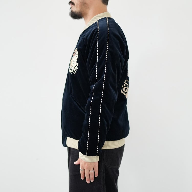 Velveteen Souvenir Jacket “WHITE DRAGON”×“JAPAN MAP”