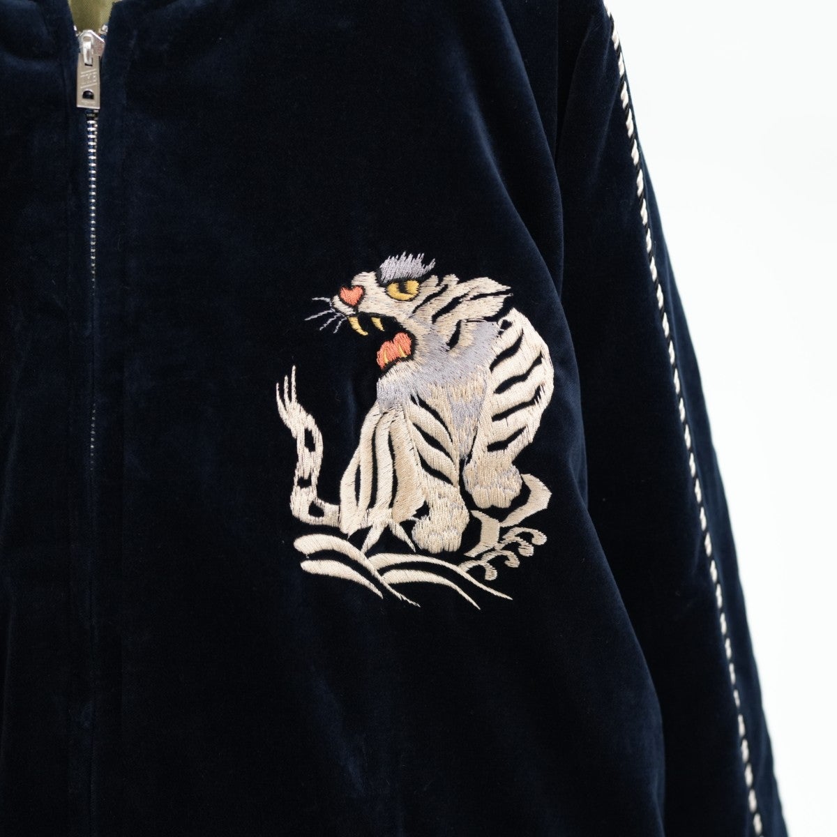 Velveteen Souvenir Jacket “WHITE DRAGON”×“JAPAN MAP”