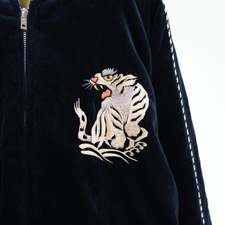 Velveteen Souvenir Jacket “WHITE DRAGON”×“JAPAN MAP”